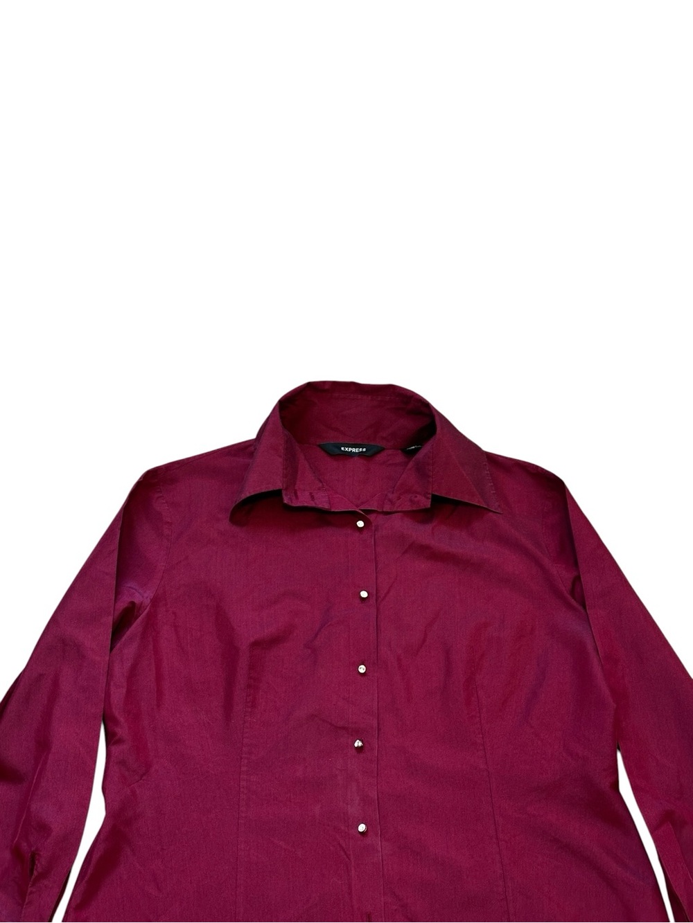 Vintage Express Cream Button-Up Shirt Y2K 90s Preppy Office Siren Academia - Picture 2 of 6